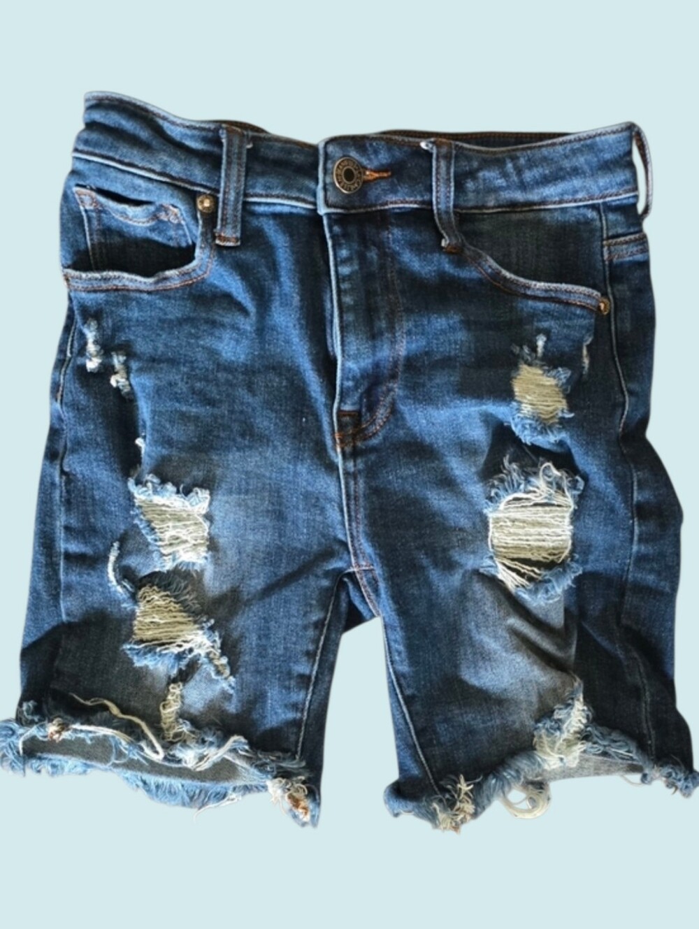 Risen Jeans Shorts Womens Size‎ 5 Junior Sizing Blue Ripped Grunge Rips